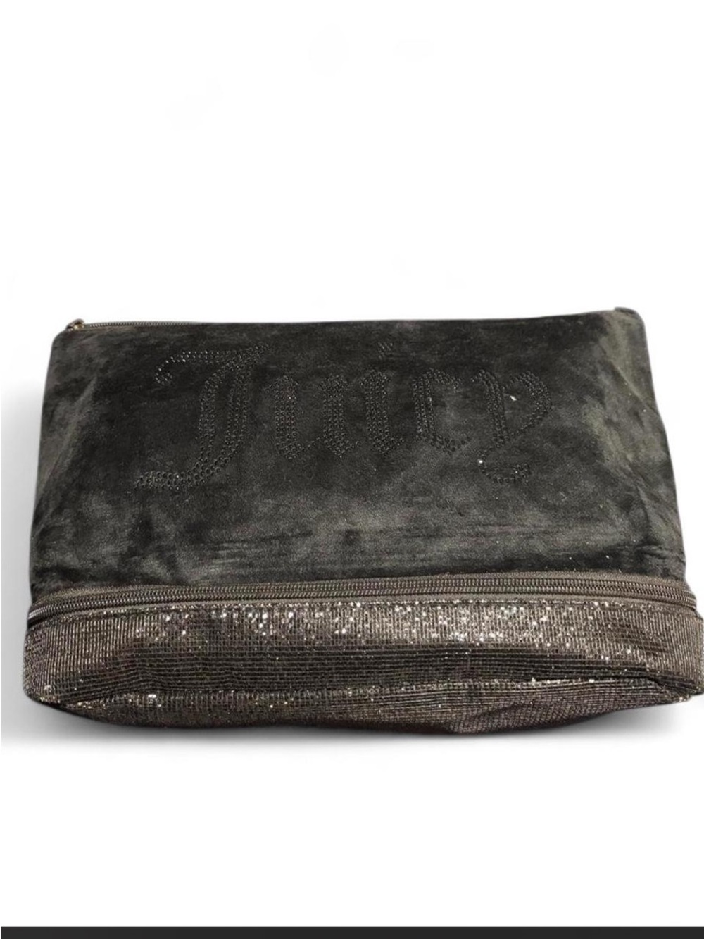 Juicy Couture Black Suede Crossbody Pouch with Sequined Trim